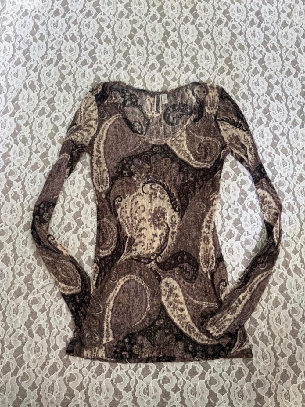 Paisley lace long sleeve top